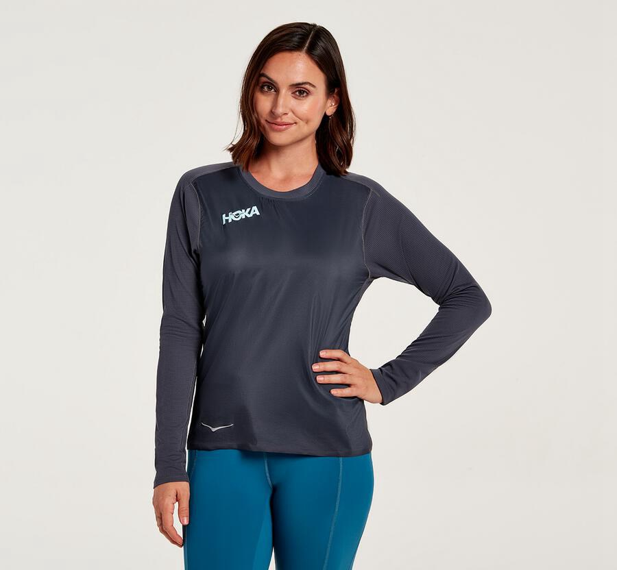 Hoka Australia One One Wind - Womens Tops Blue - BUXON-7241